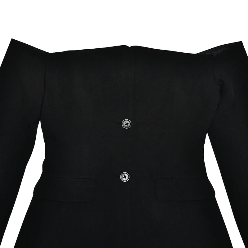 Off-shoulder Strapless Sexy Blazer Dress For Women Fashion Solid Zipper Two Pocket Long Sleeve Backless Mini Dress