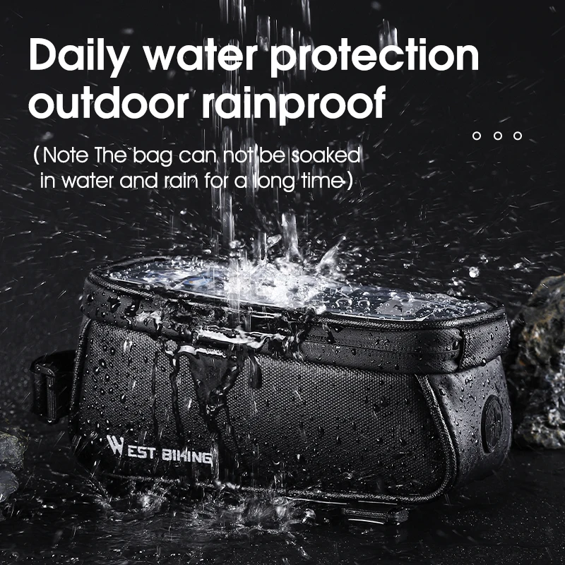 WEST BIKING Bicycle Frame Bag Touch Screen Bike Top Tube Bag 7 Inch Phone Case Waterproof Cycling Front Bag Bike Accessories