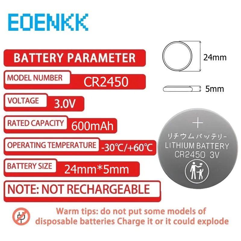 2-50 Stuks Cr2450 Horloge Buttom Batterij Kcr2450 5029lc Lm2450 Dl2450 Ecr2450 Br2450 Cr 2450 3V 600Mah Lithium Coin Celbatterijen