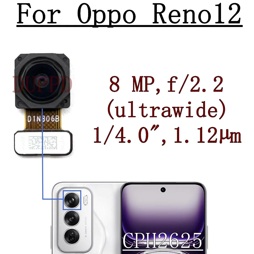 OPPO Reno12 Reno 12 CPH2625 전면 셀카 후면 메인 와이드 카메라 플렉스 케이블 수리 부품용 전면 후면 카메라
