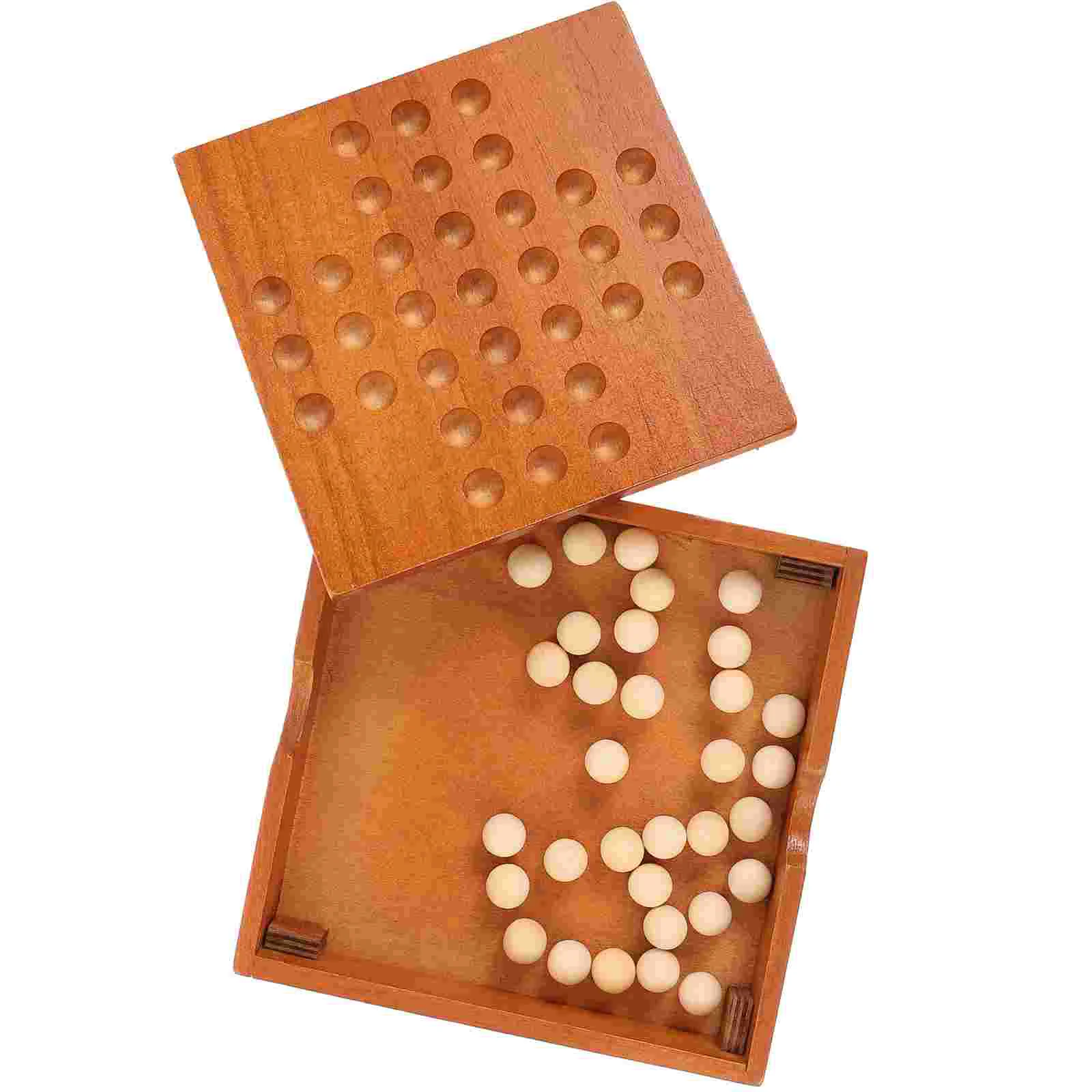 

Wooden Chess Set for Adults - Classic Board Game with Peg Solitaire and Marble Games Included