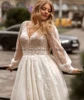Gorgeous A-line Plus Size Wedding Dresses Customized Long Sleeve Bridal Gown Sweep Train Oversize Bride Dress Robe de Mariee 5