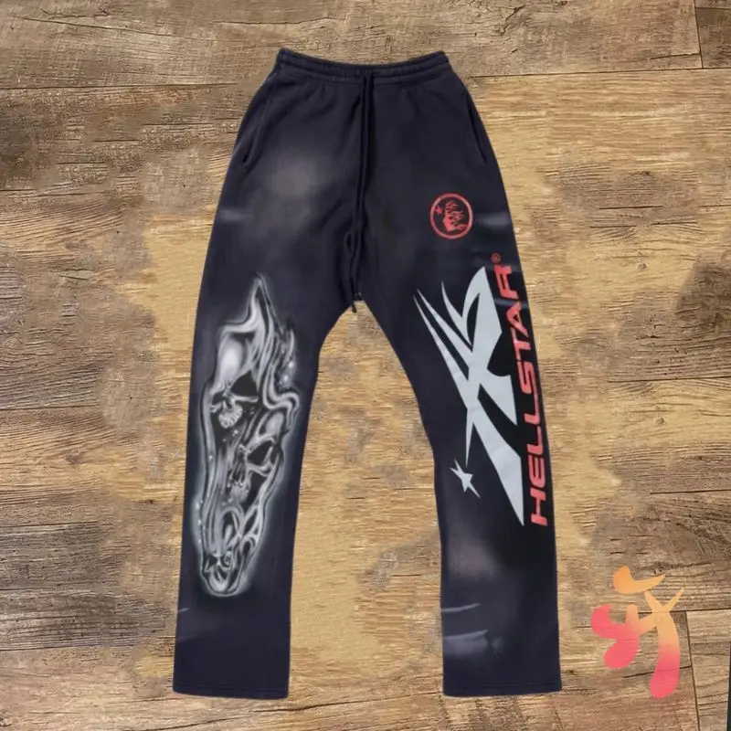 

Winter New HELLSTAR Pants Vintage Washed Flame Lightning Skeleton Trousers Oversized Men Women Streetwear Hell Star Sweatpants