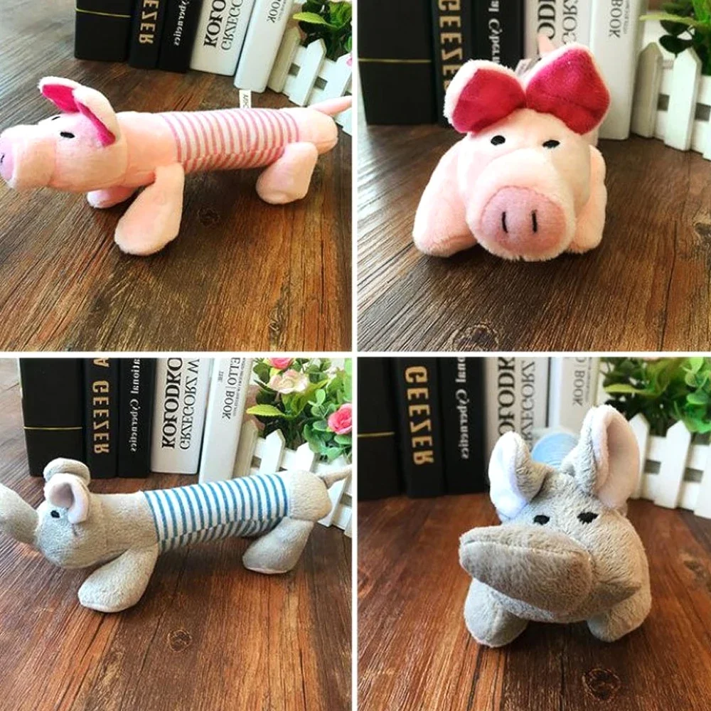 Plush Cute Elephant Duck Pig Pet Dog Cat Squeak Sound Dog Toys Funny Fleece Durability Chew Molar Toy Fit for All Pets 3
