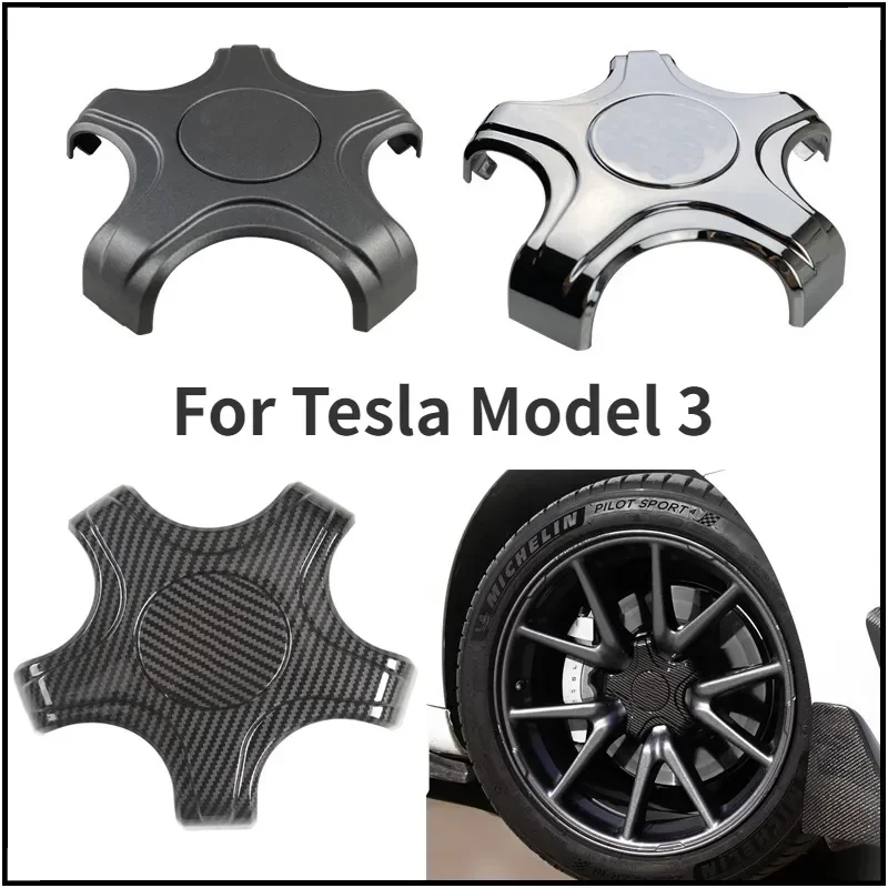 

4Pcs Car Five Claw Wheel Center Caps Hub Cover for Tesla Model 3 Lug Nut Covers Hubcaps Decoration Modification Accessory 2020