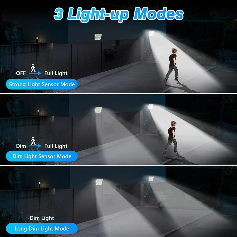 Solar Outdoor Lights, 256 LED Solar Powered Motion Sensor Security Lights with Waterproof 3 Modes Flood Lights for Outside Porch 6