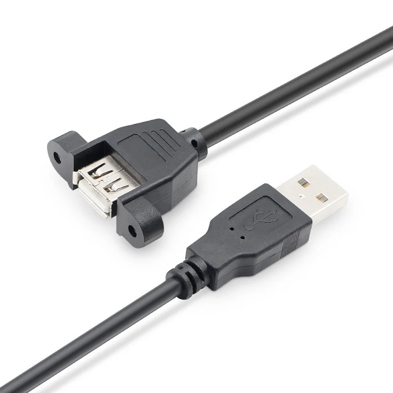 Premium USB 2.0 Extension Cable with Screw Panel Mount – Shielded and Durable