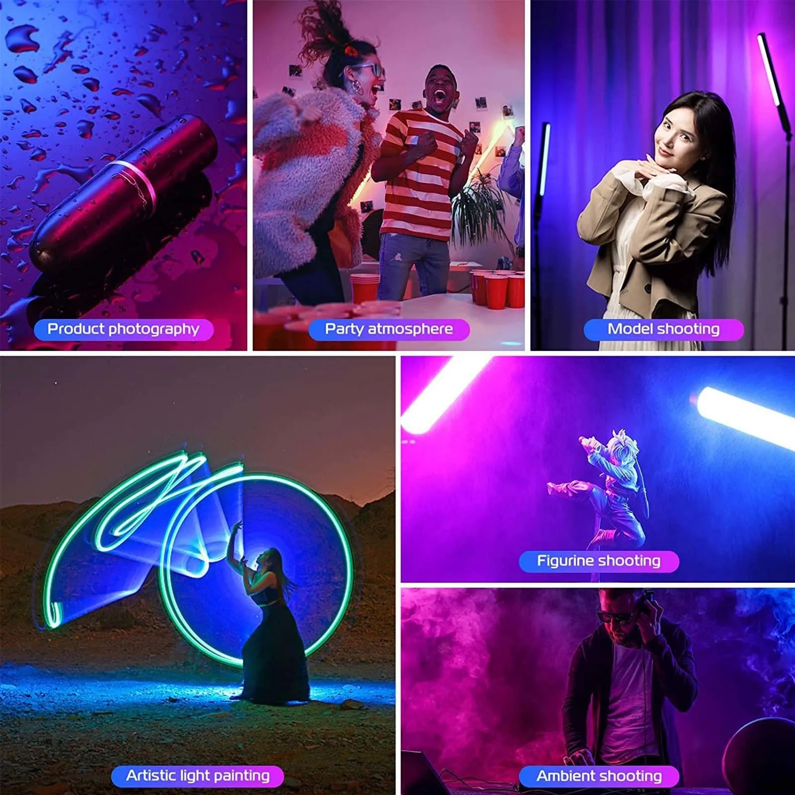 RGB 다채로운 LED 비디오 스틱 필 라이트, 휴대용 램프 플래시 지팡이, 스피드 라이트, 사진 조명, 카메라 브이로그 라이브 유튜브용