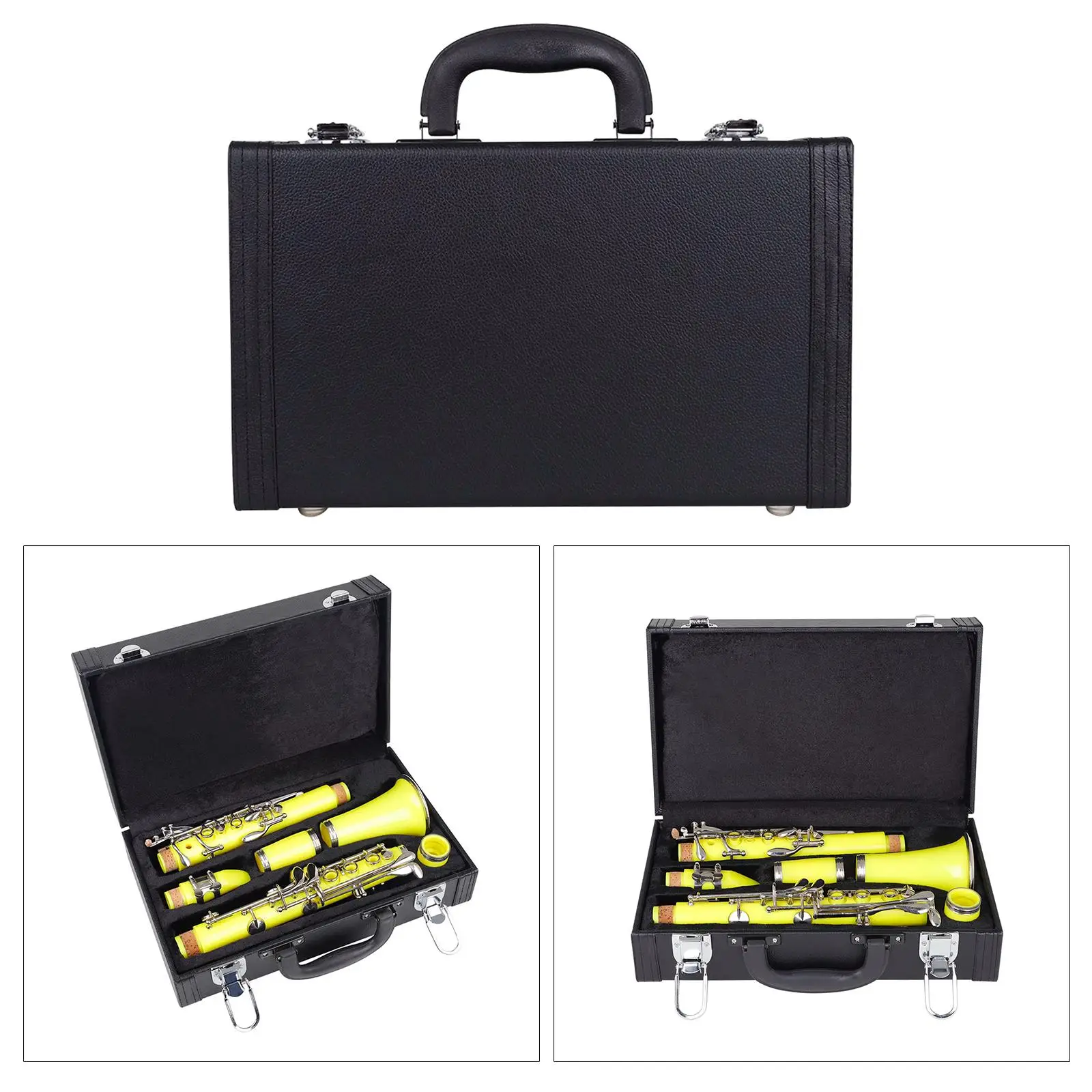 PU Leather Clarinet Storage Case Black Tube Padded Box Easy Grip Dustproof