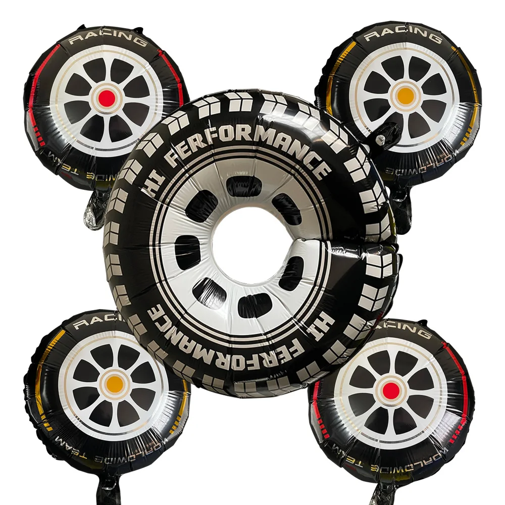 5pcs Tire Balloons Set Race Car Birthday Decorations Wheels Theme Party