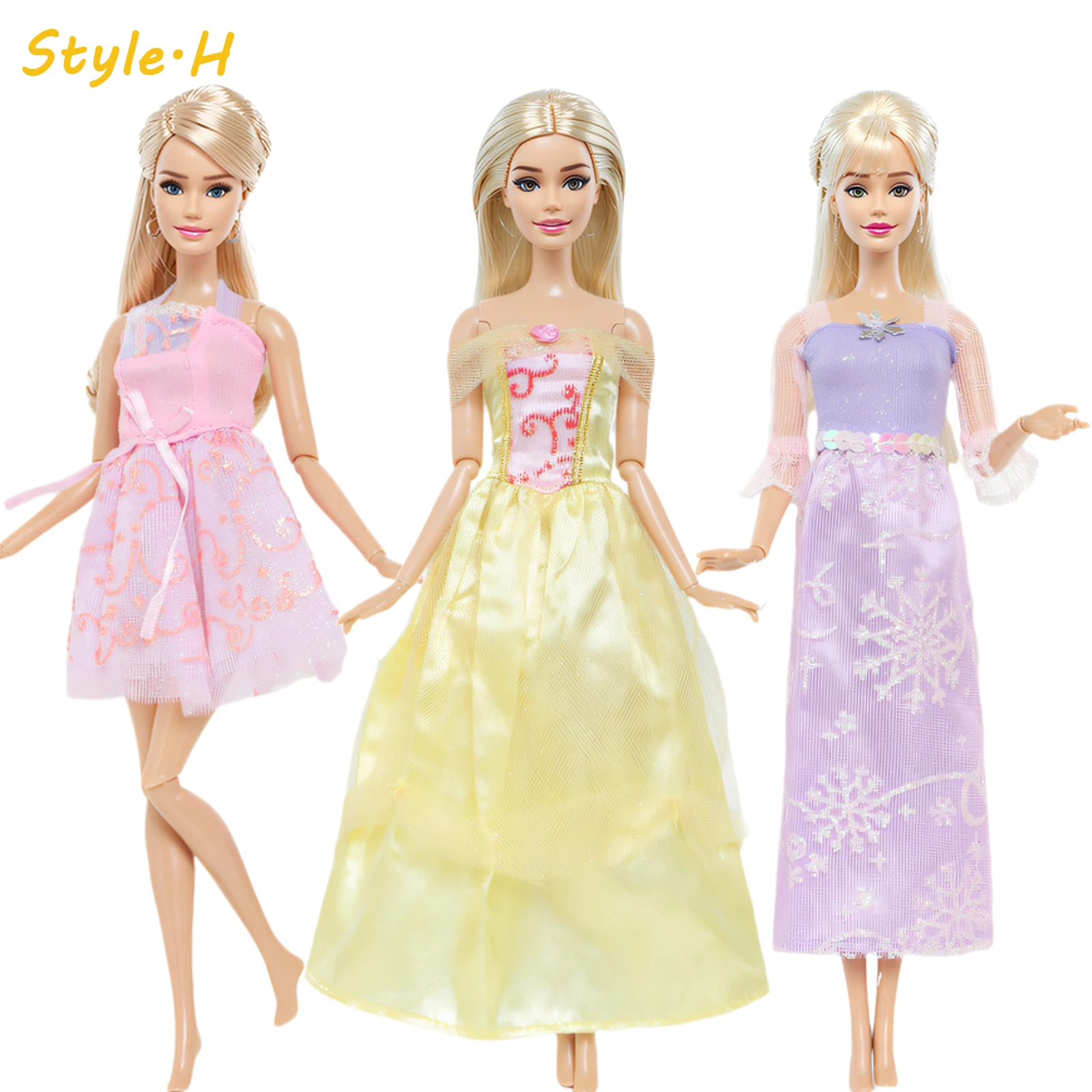3 Sets Fairy Tale Classic Princess Doll Dresses COSPLAY Party Gown Clothes for Barbie Doll Accessories Kids Dollhouse Toys doll accessories doll clothes doll clothes accessories barbie doll clothes