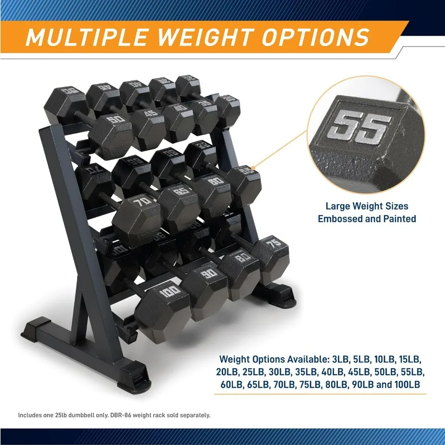 Cast Iron Hex Dumbbells Collection -25lbs