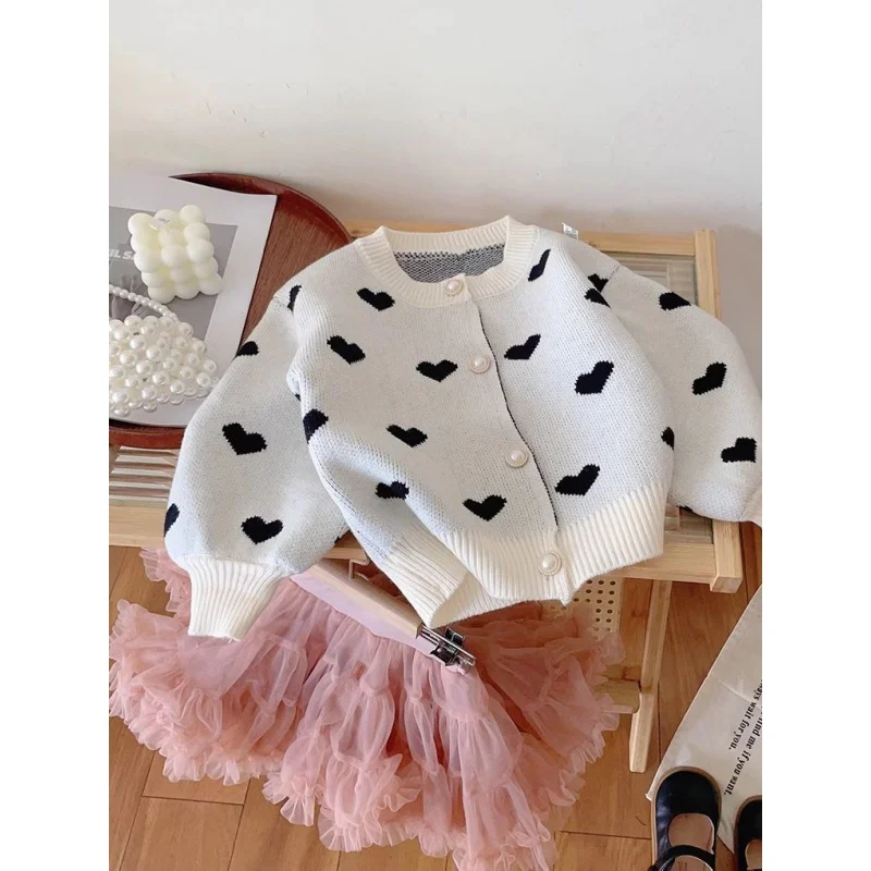 

South Korea Children's Clothing Girls' 2023 Autumn and Winter New Puffy Cake Dress Tutu Skirt Baby Princess Dress Sweater Suit