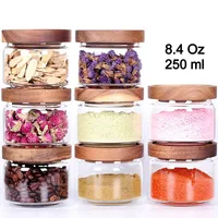 Spice Containers - 8.5oz Glass Spice Jars Stackable Empty Round Spice Bottles for kitchen Seasoning,coffee bean,tea,suger,herbs 1