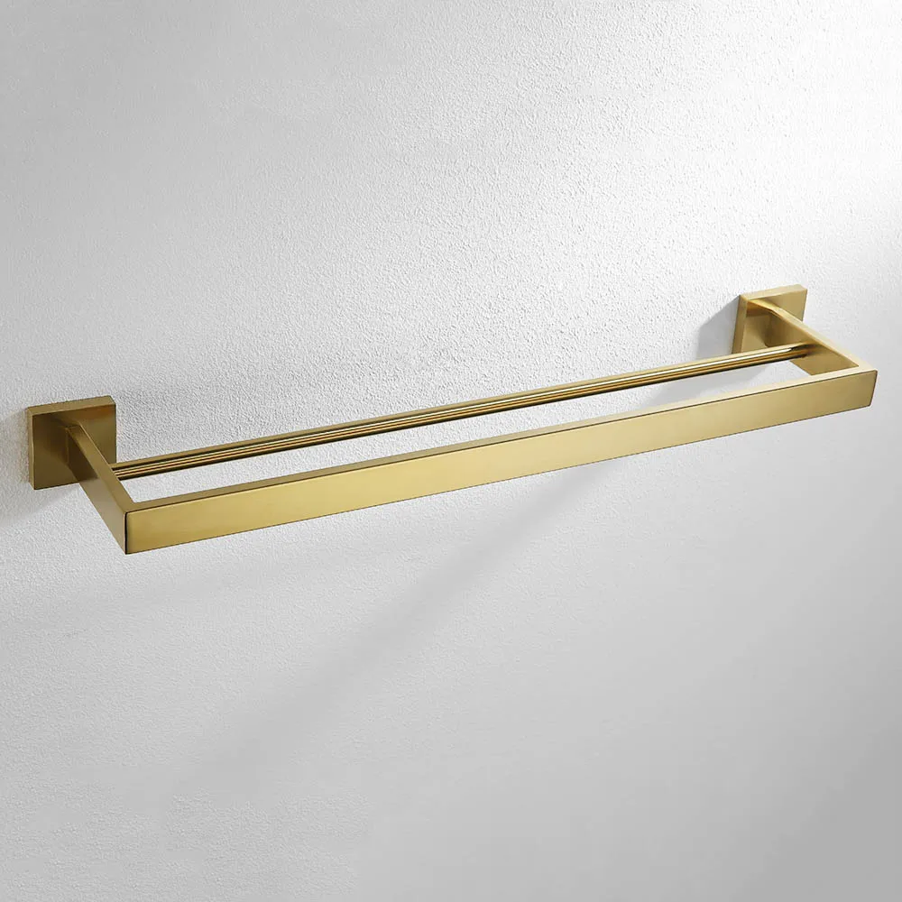 Stainless Steel Brushed Gold Towel Bar Rack Toilet Paper Holder Toilet Brush Robe Hook Soap Dish Bathroom Accessories Hardware