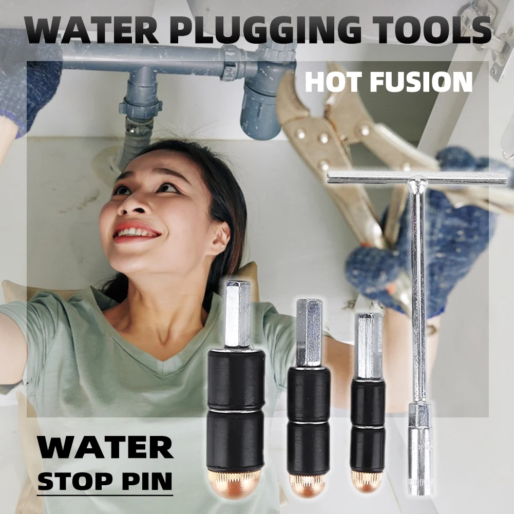 Pasador de parada de agua de fusión en caliente, herramienta de fontanería de reparación de baño de cocina, tapón de fusión en caliente, accesorios de reparación de tuberías de agua con cubierta de goma