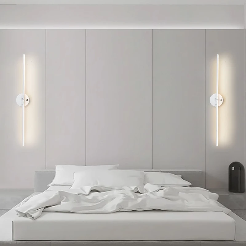 Modern simple linear LED wall lamps Freely adjustable DIY For Bedside foyer corridor Black/White sconce