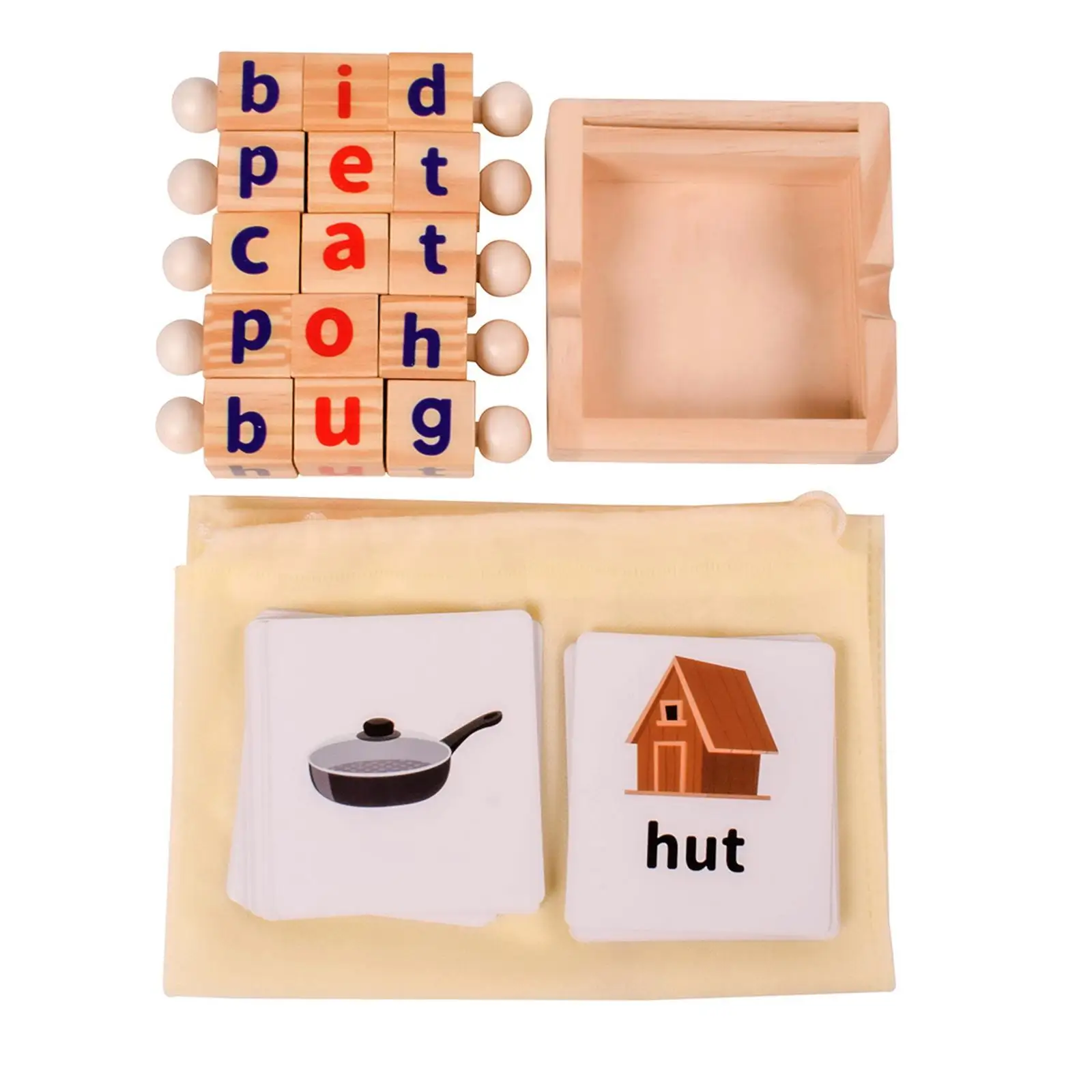 

Wooden Reading Blocks Flash Cards Montessori Toys for Toddlers 2 3 4 Years Old Spelling Games for Holiday Educational Preschool