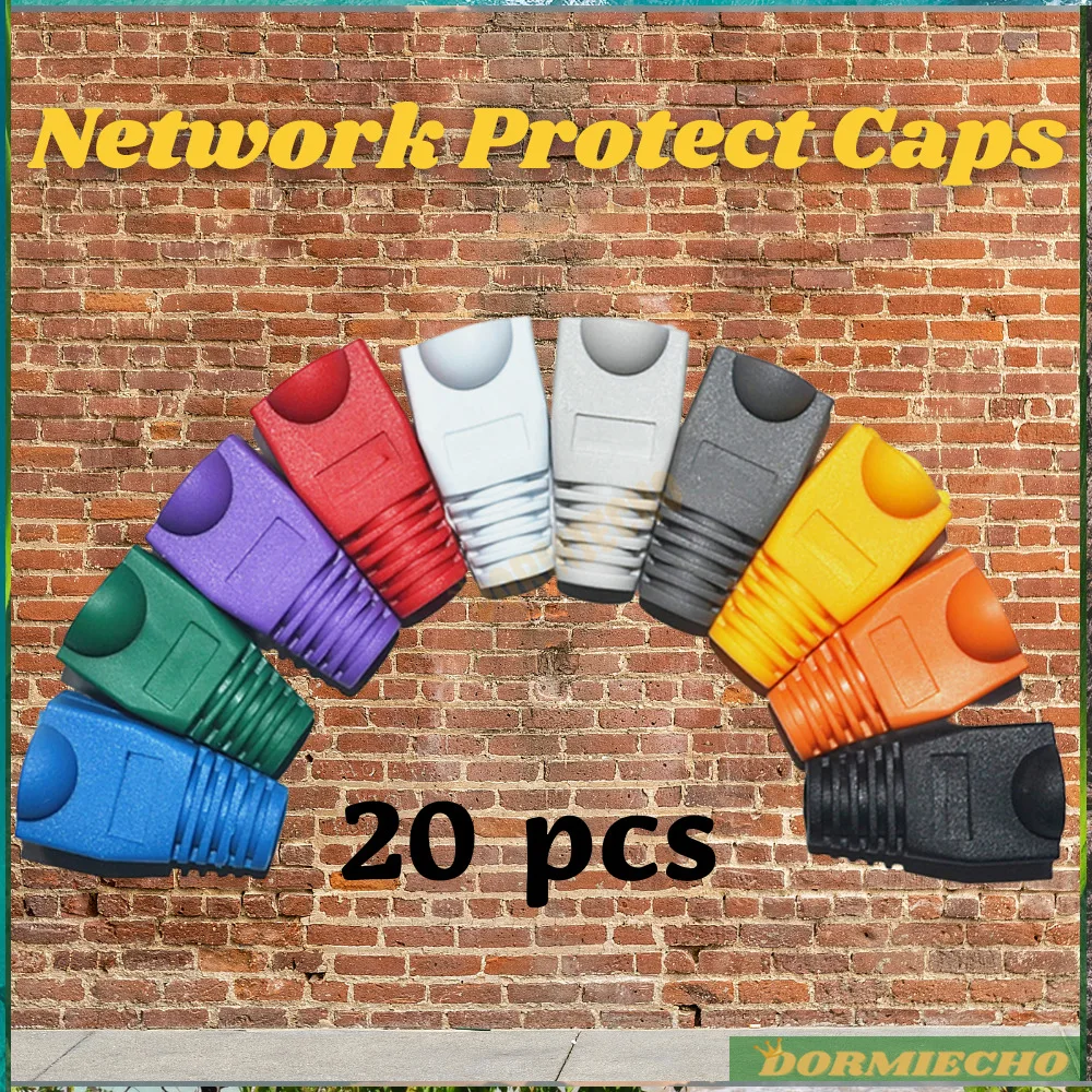 

Colorful 20 pcs Adapter Cap Sleeve for Connectors Like Cat 5 RJ45 CAT6 CAT5e Durable Cable Plugs Protector Ethernet Network Caps