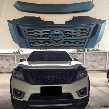 Modified Grille For Nissan NAVARA NP300 D23 2015-2020 Front Racing Radiator Grills Matte Black ABS Bumper Mask 1