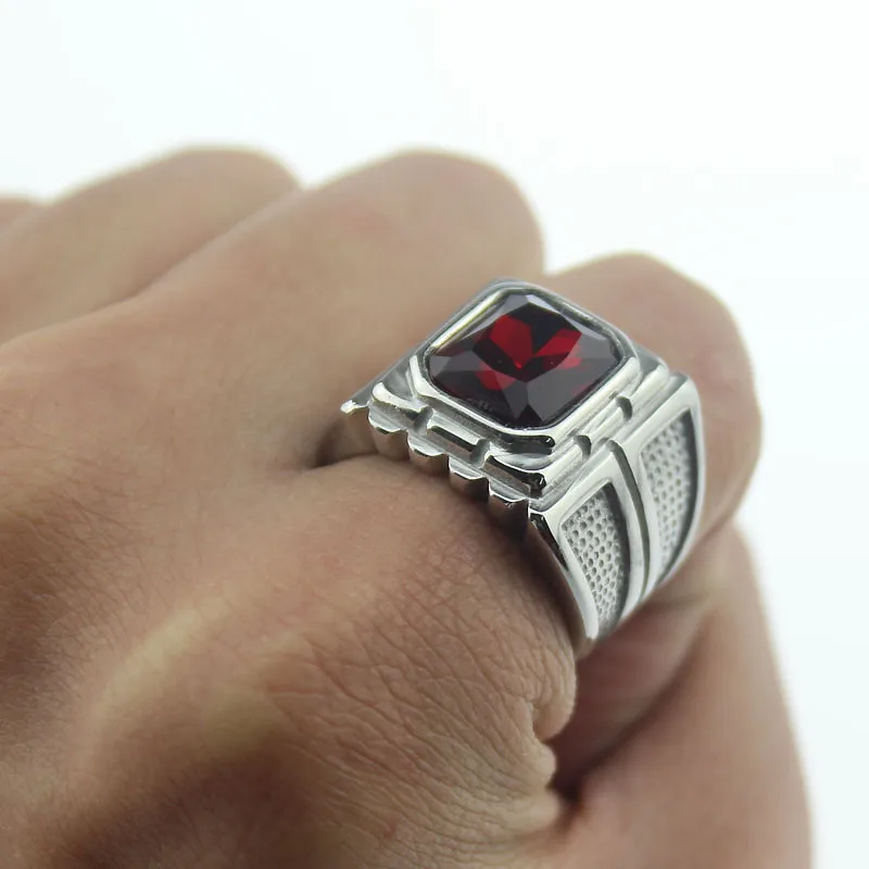 Gioielli Di Moda Con Anello A Fascia Incollata In Pietra Sintetica In Acciaio Inossidabile 316L Color Argento Freddo Da Uomo - Foto 13