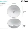 KRAUS Elavo Round Vessel White Porcelain Ceramic Bathroom Sink, 16 inch KCV-141 5