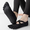 1/4 Pairs New Women Anti Slip Pilates Socks Five Toe Silicone Non-Slip Yoga Sock Bandage Ladies Fitness Sports Cotton Sock 6