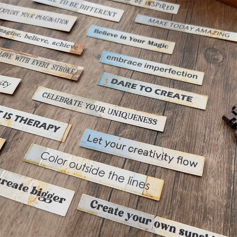 Decorative Stickers 24pcs/lot Vintage English Typewriter Stickers Mottled Word Inspiration Quote Junk Journal Ephemera Sticker Scrapbooking Material