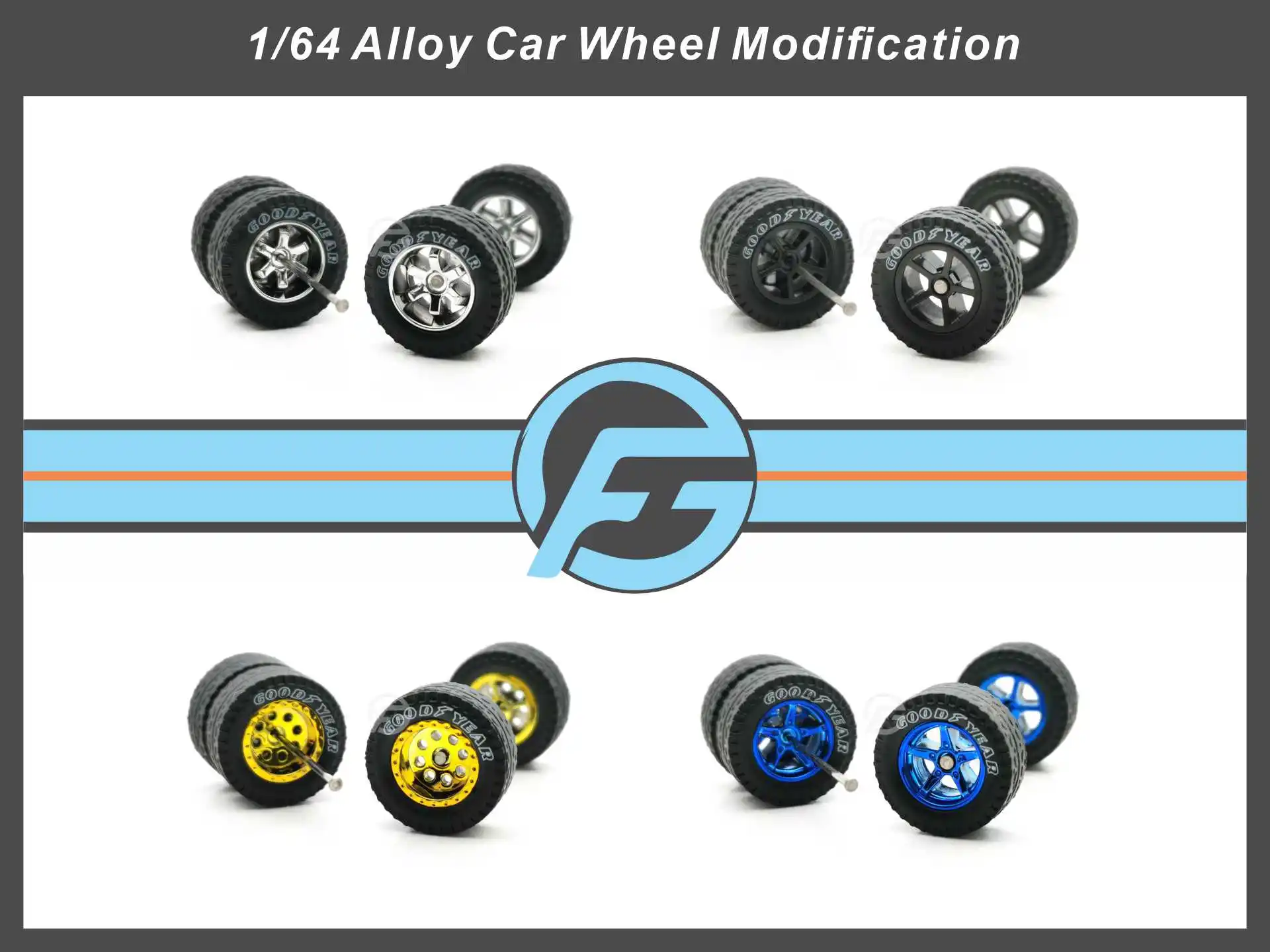 FANSGUY 1Set 1/64 Adult Car Model Wheel Parts Off-Road Wheels 14.2mm Detachable Tire ORS-P Series