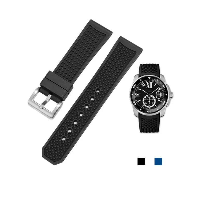 Cinturino In Fluorurubber Di Qualità Per Cartier Tank Series W7100056 Wsca0011 Orologio Da Uomo Impermeabile Antipolvere Chain23 24Mm