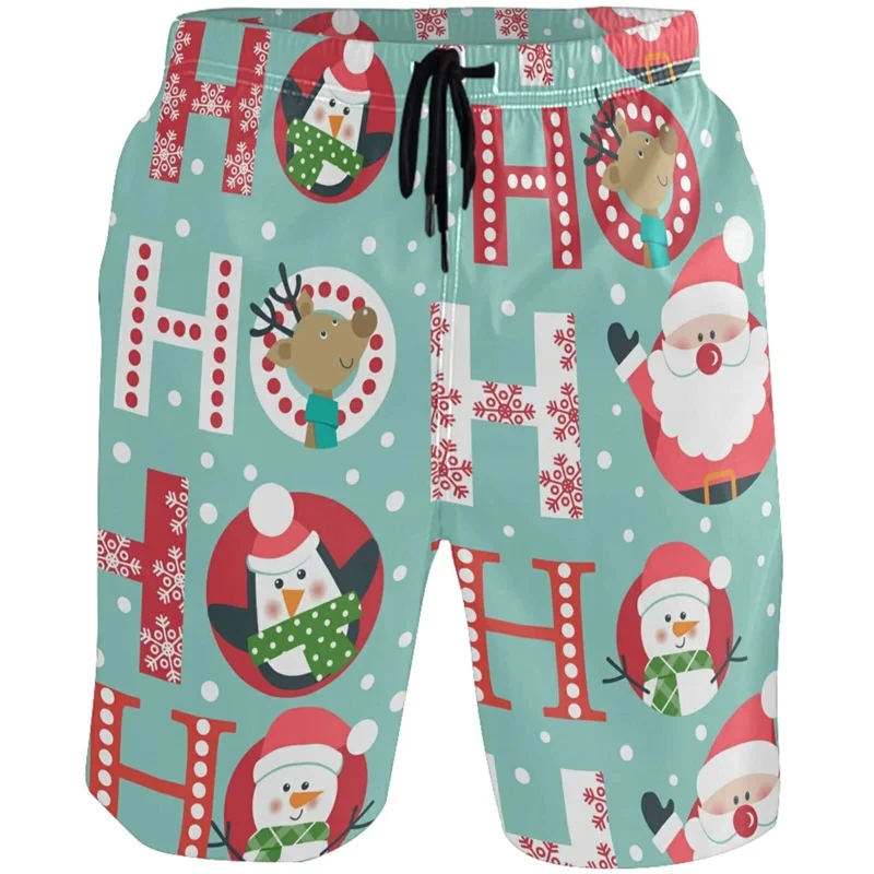 

Funny Christmas Element 3D Printed Short Pants Xmas Santa Claus Elk Snowman Men Shorts Fashion Y2k Trunks Harajuku Kids Trousers