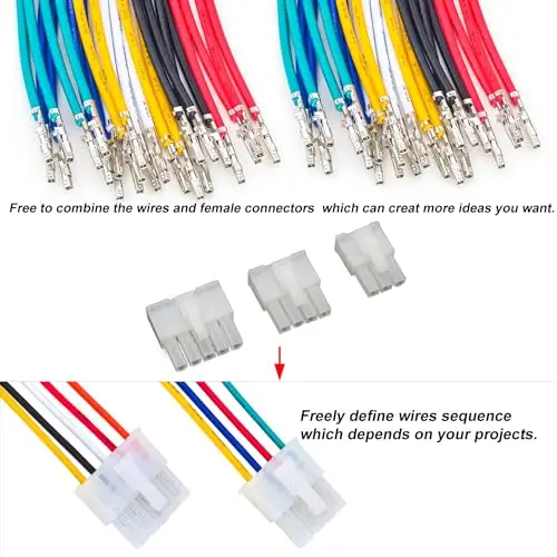 Mini-Fit Jr 4.2mm Pitch Connector with 20AWG Cables, Molex Mini-Fit Jr Single Row 1/2/3/4/5/6Pin 5557 (MX4.2-5557-Single)
