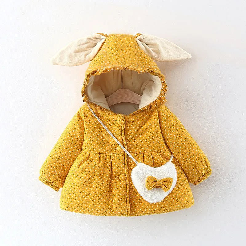 Winter Girl Jackets Plus Velvet Thick Jacket For Girls Coats Cute Printing Hooded Kid Outwear Children Snow Wear