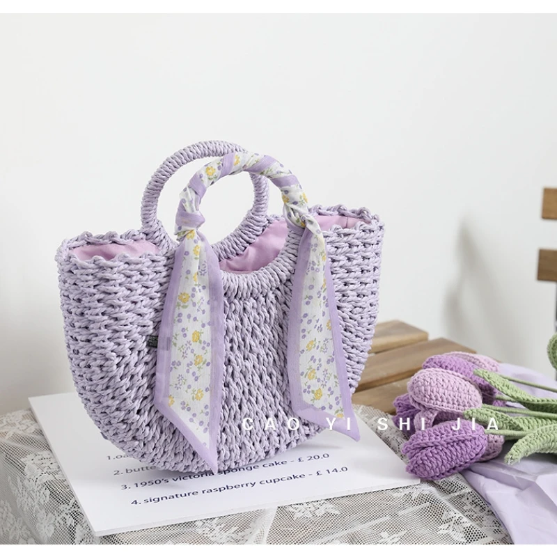Women's Straw Woven Bow Clutch Bag - Summer Beach Purse With Detachable Chain Strap