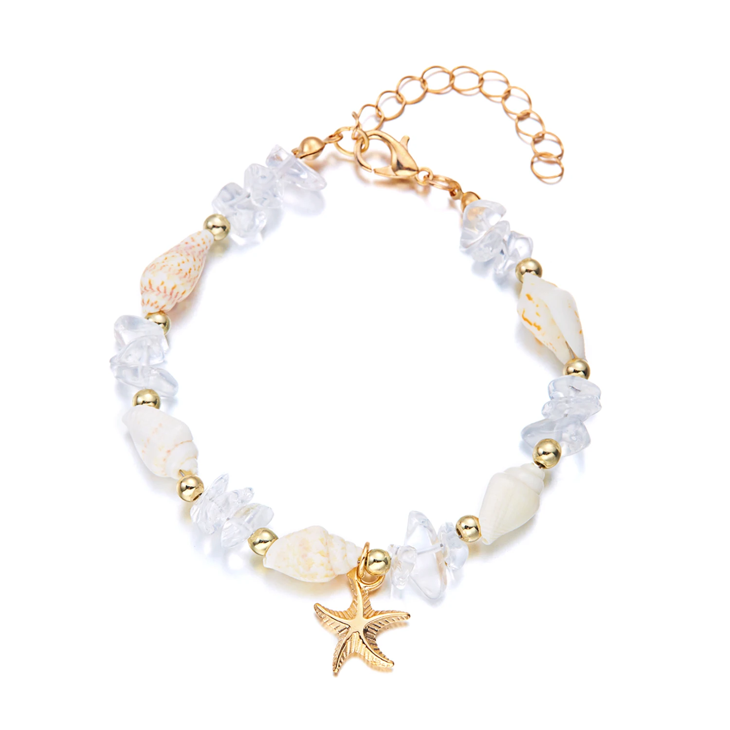 Meerjungfrauen-Ozean-Charm-Armband für Damen – Strandurlaub, klare Perlen, Seestern-Handschmuck, sommerliche Ästhetik-Accessoires – Detail 5