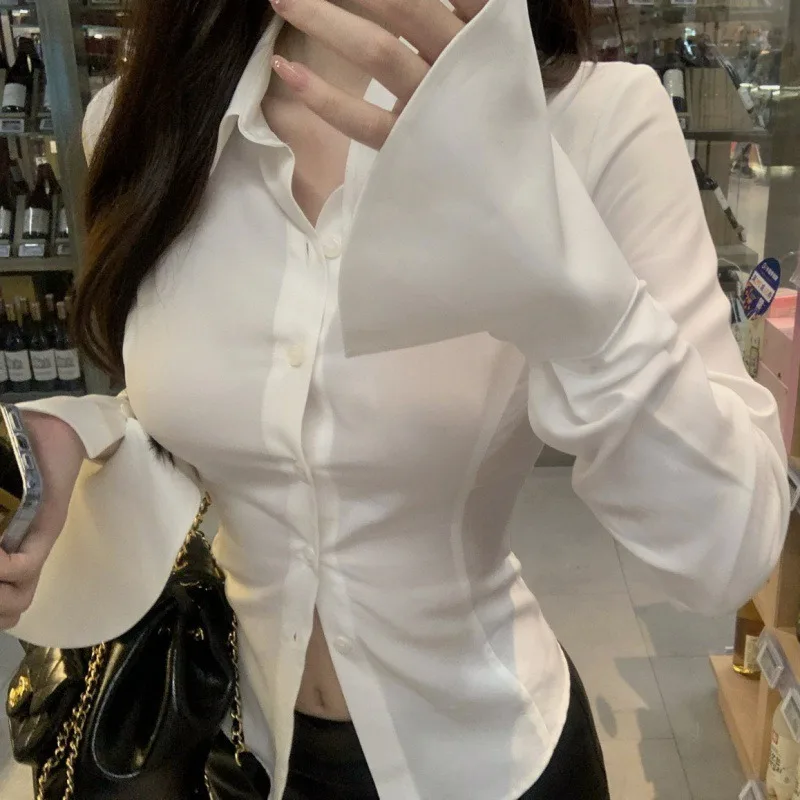 

Women Sexy Chiffon Blouses Slim Lace Up Crop Shirts Summer Solid Color Flare Sleeve Tops Korean Style Tunic Bandage Blusas 블라우스