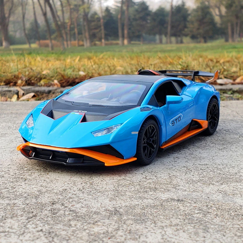 1:24 HURACAN STO Alloy Sports Car Model Simulation Diecasts Metal Toy Racing Car Sound and Light Collection Kids Toy Gifts 1 24 nissan r35 simulation alloy sports car model diecasts metal toy vehicles pull back car sound light childrens toy gifts