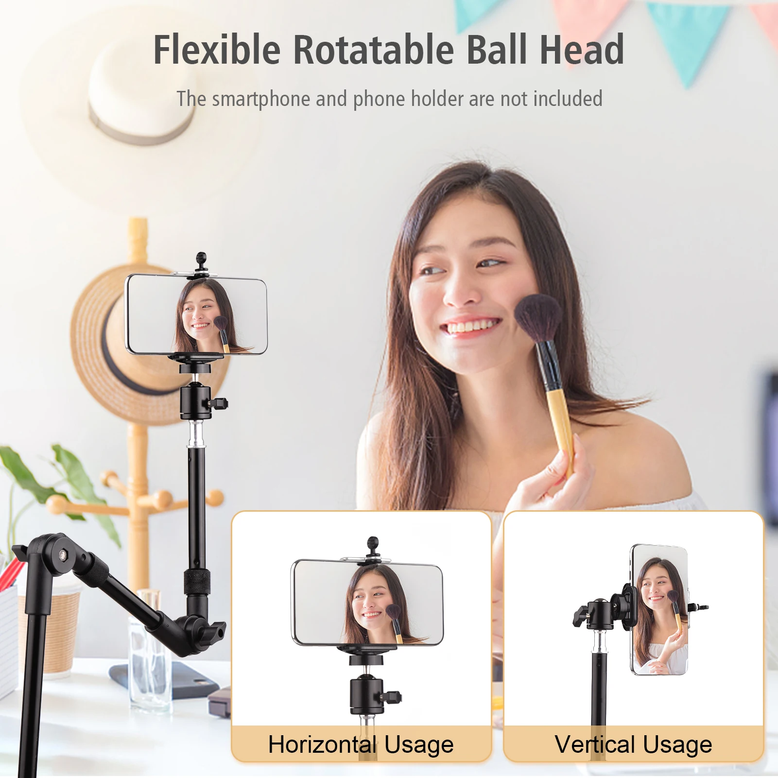 Andoer ST-01 Metal Bracket Flexible Foldable Desk Mount Stand Ballhead Adapter for Fill Light LED Ring Light Camera Smartphone light stand