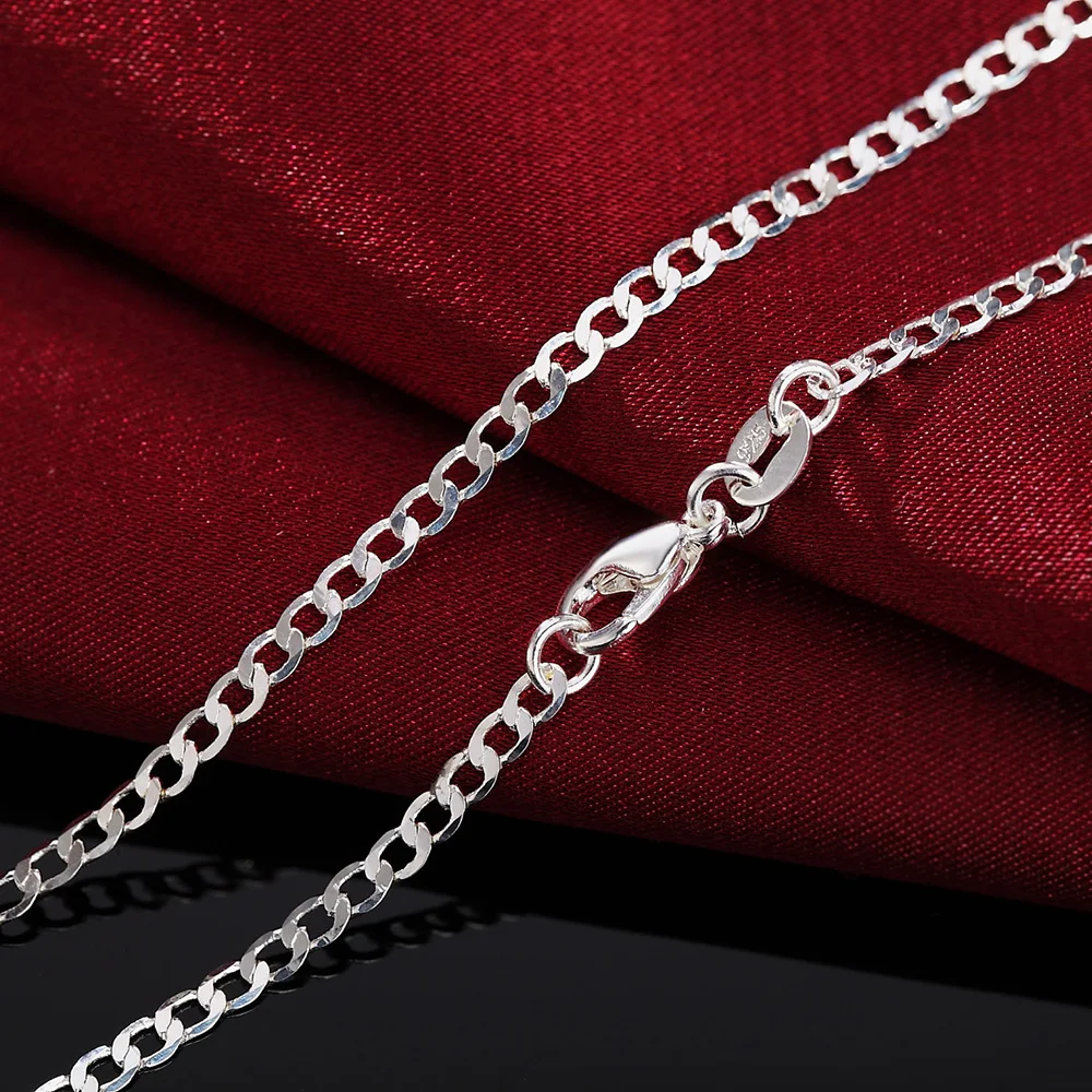 

Hot Classic 2MM Flat Sideways chain 925 Sterling Silver Necklace for Women Men 16-30 Inches fashion brands Jewelry gifts
