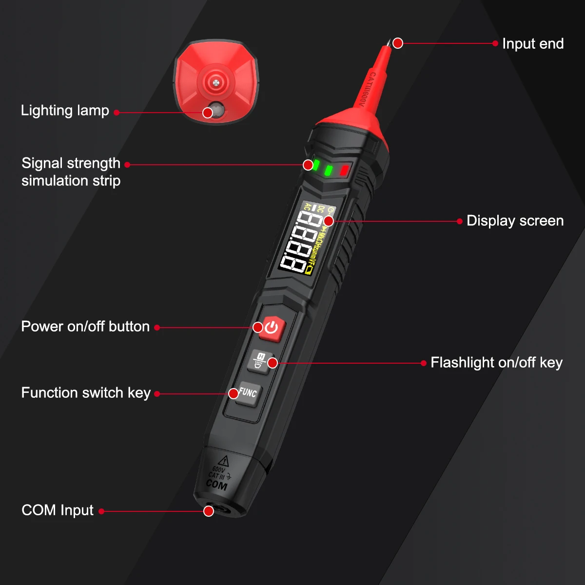 HABOTEST HT121 Digital Pen Type Multimeter DC AC Voltage Tester Smart Voltmeter 4000 Counts True RMS NCV Resistance Hz Tester digital multimeter