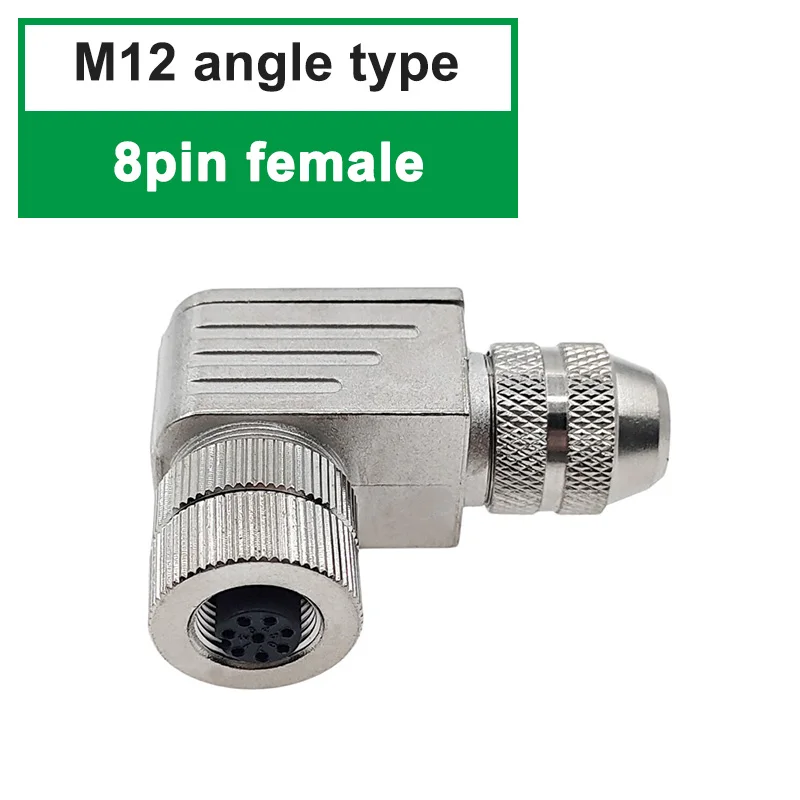 M12 8 Pin Female Connector - A Code Shielded Metal Shell, IP67, 60V 4A, Straight Type For Sensors, PG7/PG9