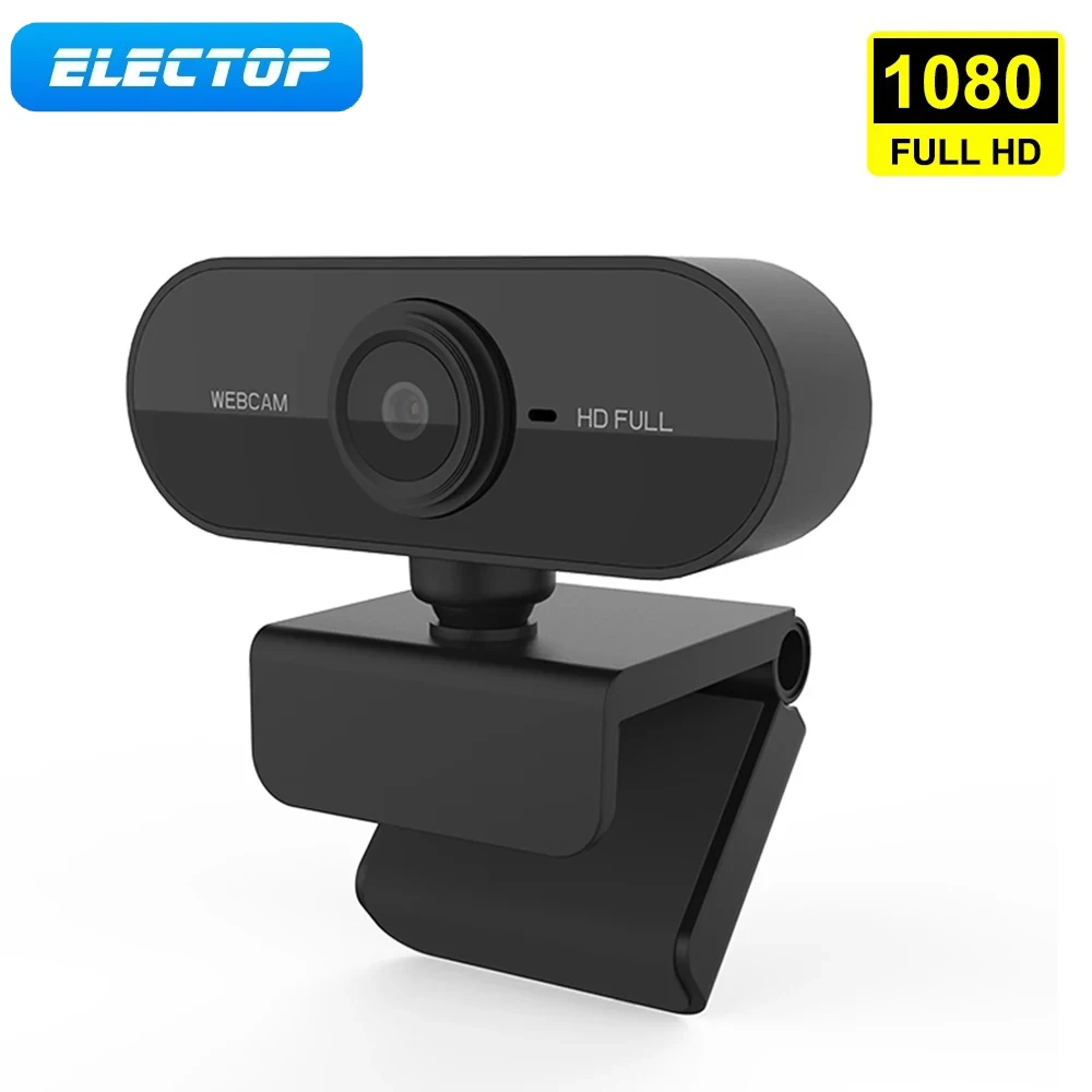 Electop 1080P Webcam Full Web Camera Con Microfoni Usb Mini Cam Computer Pc Webcamera Mac Desktop Youtube Skype Conference
