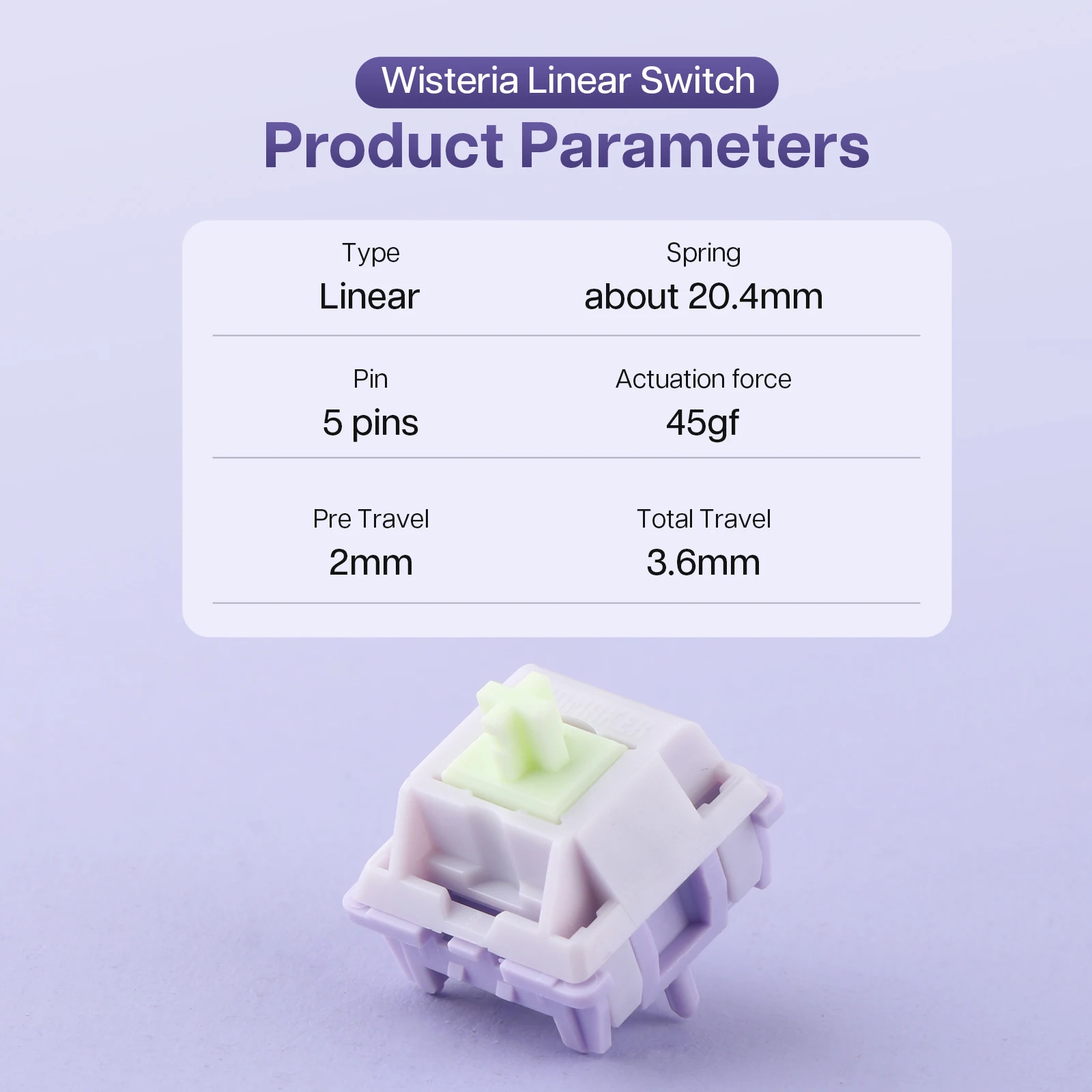 EPOMAKER Wisteria Linear Switches Set, Teclado mecânico