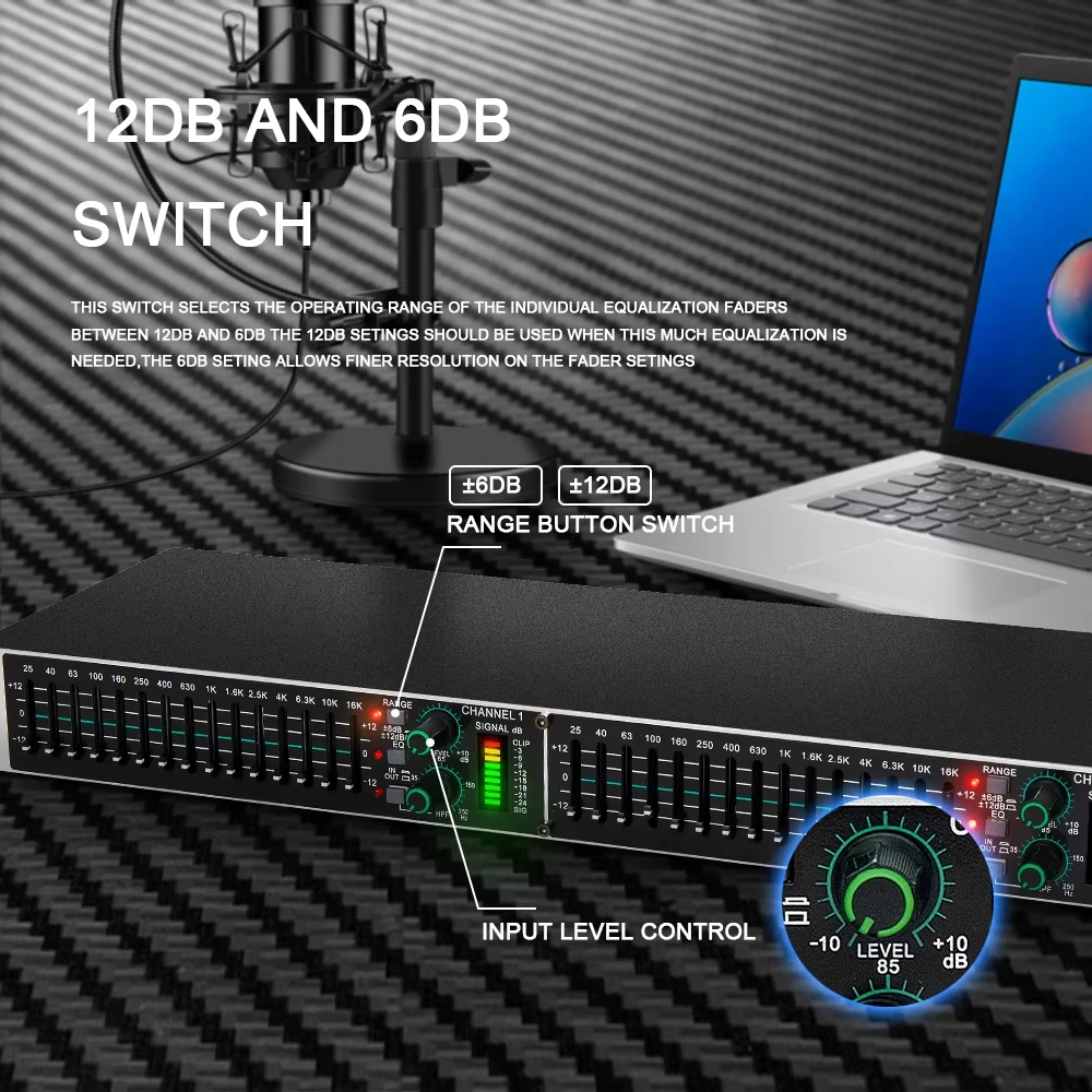 EQ215S Balanced Adjustment Audio Device 15 Band Graphic Equalizer Power Equalizer Digital Audio Sound Processor