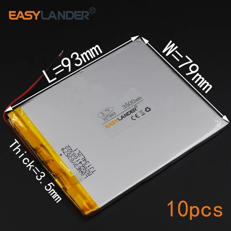 

10pcs/Lot 3.7V 3500mAh 357993 Rechargeable li Polymer Li-ion Battery For 7 inch 9 inch tablet PC CUBE U25GT Power bank PDA