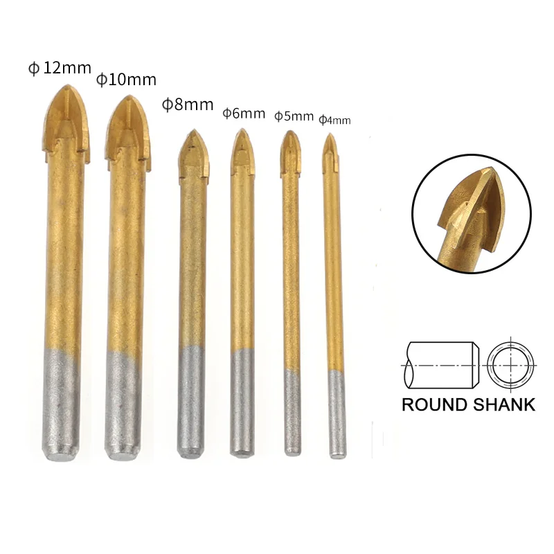 Drill Bit Multi-function Round Shank  for Ceramic Tile Glass Concrete Wall Brick Plastic Wood Drilling Hole Cutter  Masonry