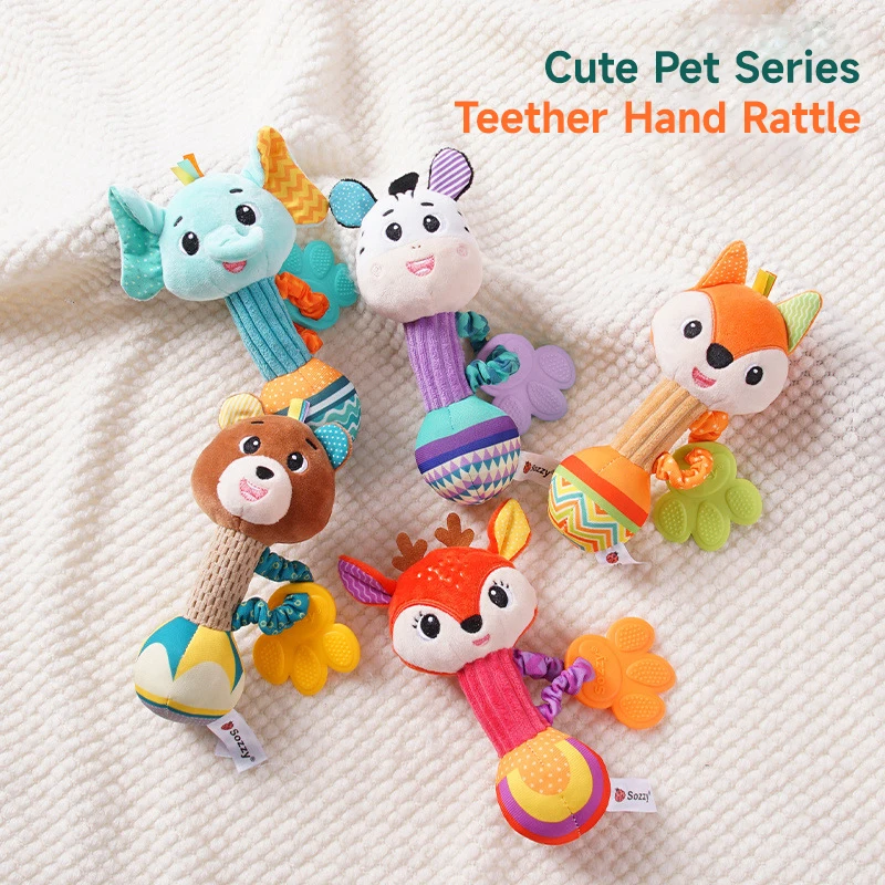 Baby Soft Rattles Newborn Toys Cute Animal Rattle Toy Infant Crib Bed Stroller Seat Toys Toddler Grab Ability Training Plush Toy - 3