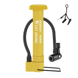 Portable Mini Bike Floor Pump with Schrader Valve - Compact Air Inflator (Yellow)