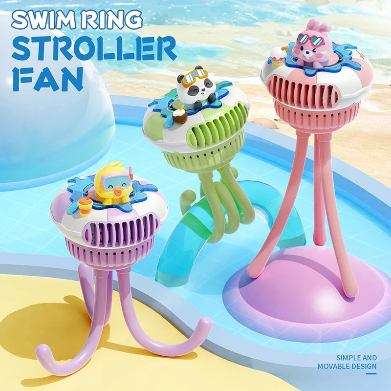 Description Picture 2 of itemMini Baby Stroller Fan Cute Portable Handheld Fan Rechargeable Rotatable Cooling Fan with 3 Speeds Flexible Tripod for Car Seat