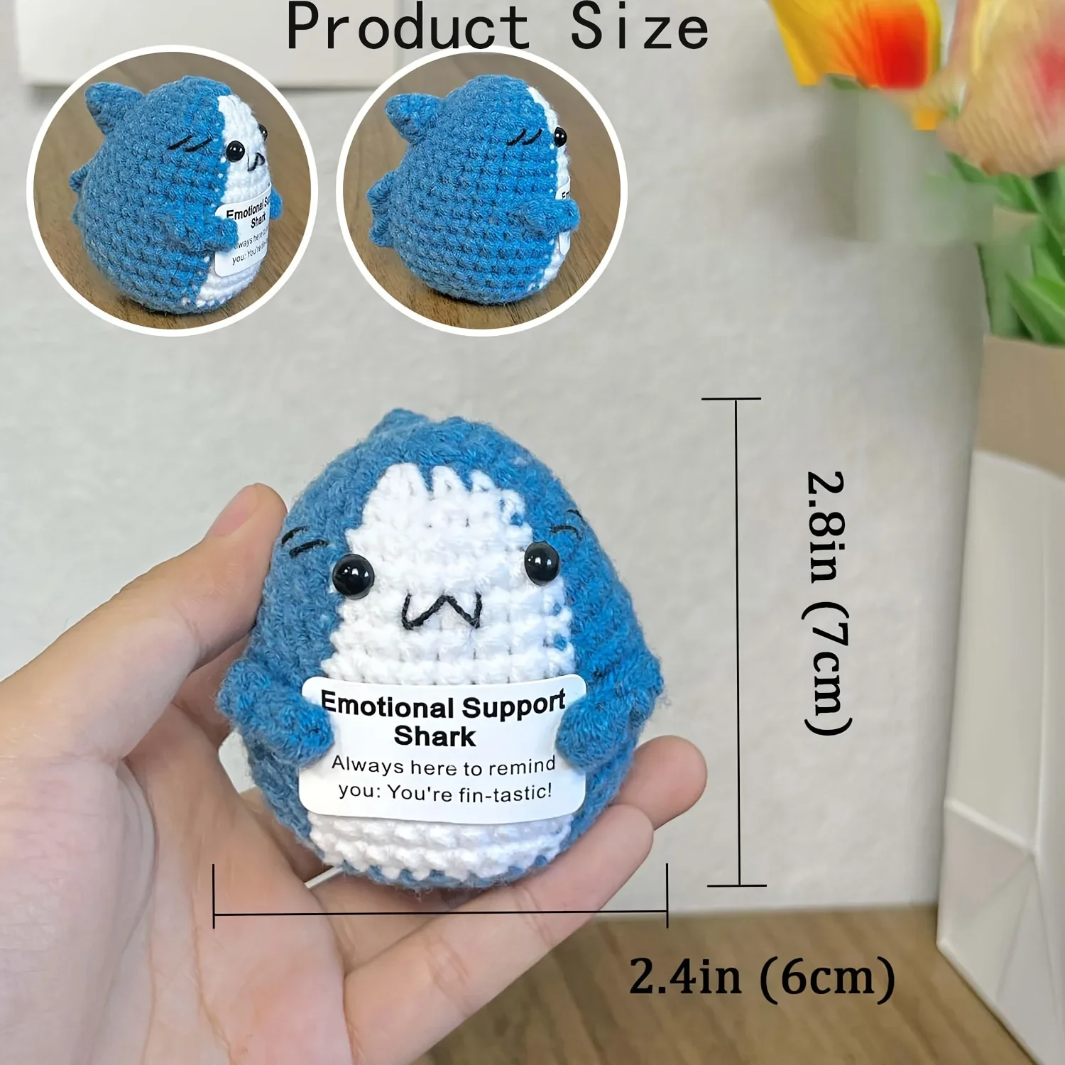 An emotional support crochet shark fabric Amigulumi handmade kit mixed color DIY accessory gift